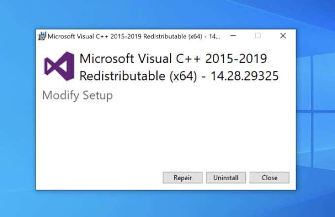 How to Fix a &#8220;vcruntime140.Dll Is Missing&#8221; Error on Windows 10 image 1