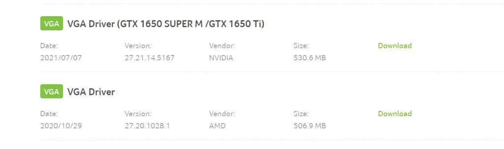 Downloading GPU driver setup files