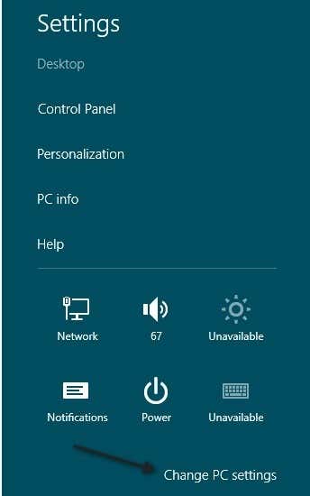change pc settings