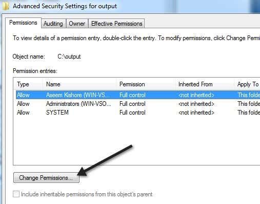 change permissions