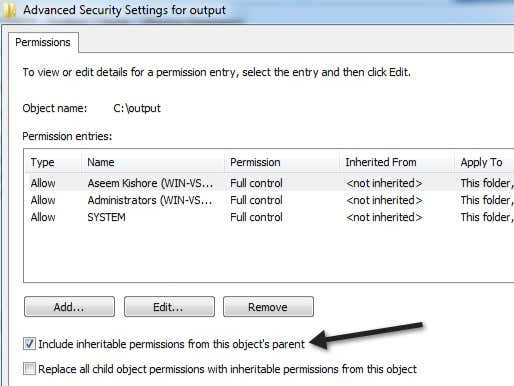 inheritable permissions