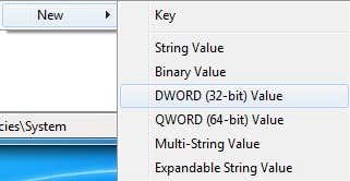 new registry key