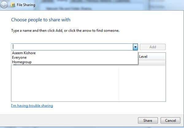 sharing permissions