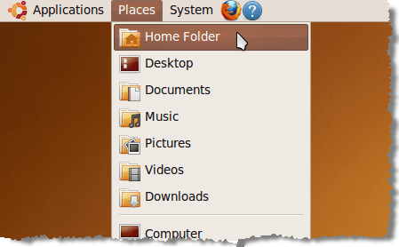 Opening the home folder