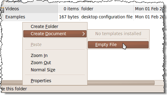 Creating an empty shell script file