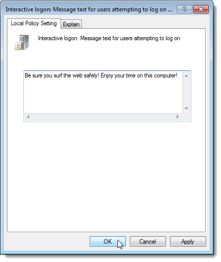 Entering a logon message