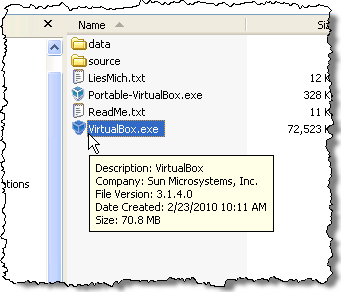 Downloaded VirtualBox file