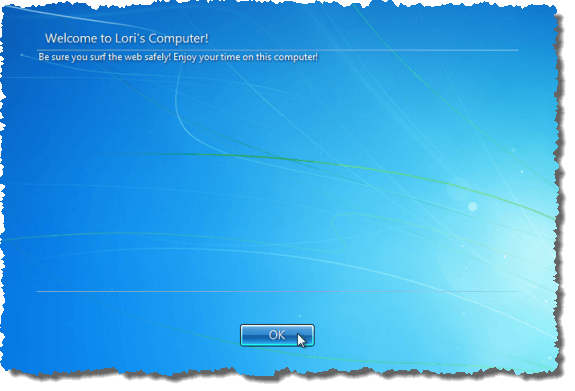 Message on logon screen