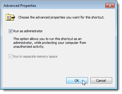 Selecting the Run as administrator option