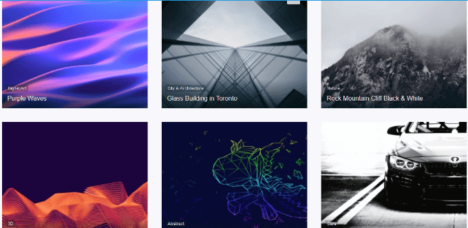 screenshot of hd wallpapers website