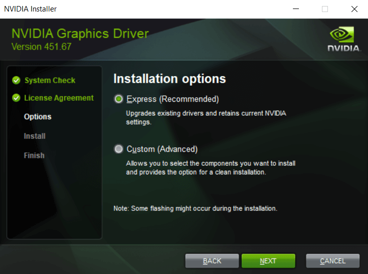 selecting gpu driver setup option