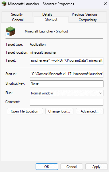 Applying changes to Minecraft settings.