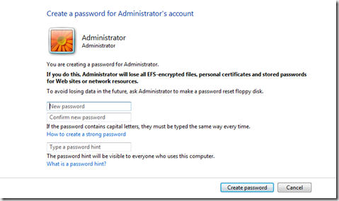 create password on windows vista