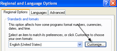 regional options customize
