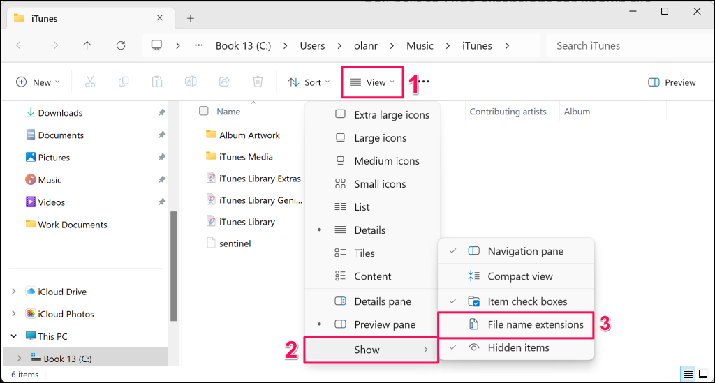 Steps for displaying files extension in Windows 11