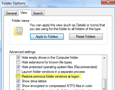 restore previous folder