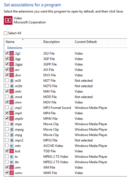 Video mt2s defaults