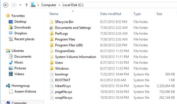 Windows 8 swapfile